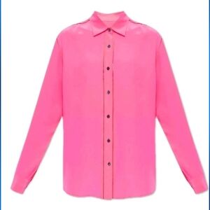 DRIES VAN NOTEN Clavelly Open-Stitch Silk Shirt Size FR40/US8 New